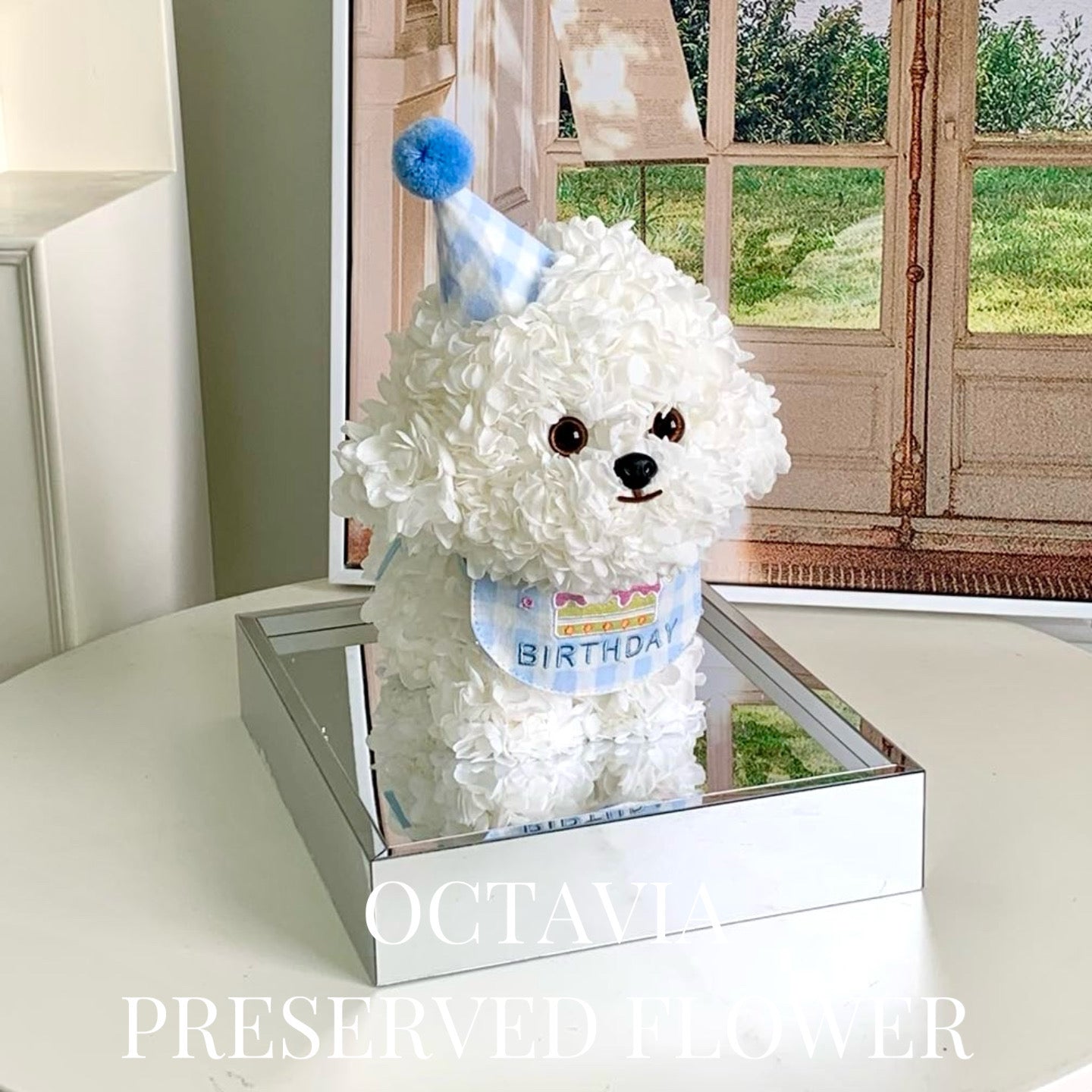 PFN2303-白色綉球花狗狗 OCTAVIA