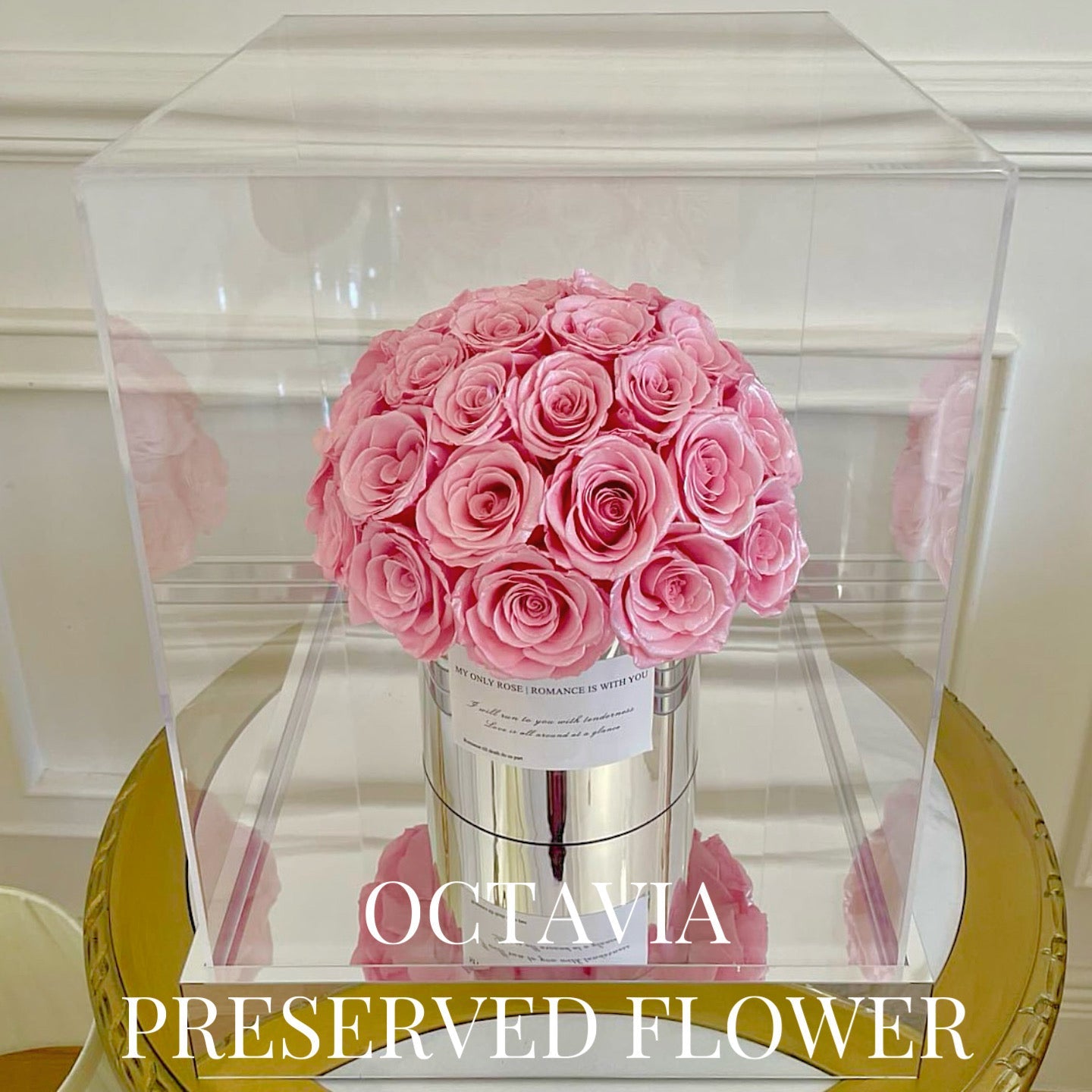 PFN17-鏡面永生玫瑰半球形花盒(色) OCTAVIA