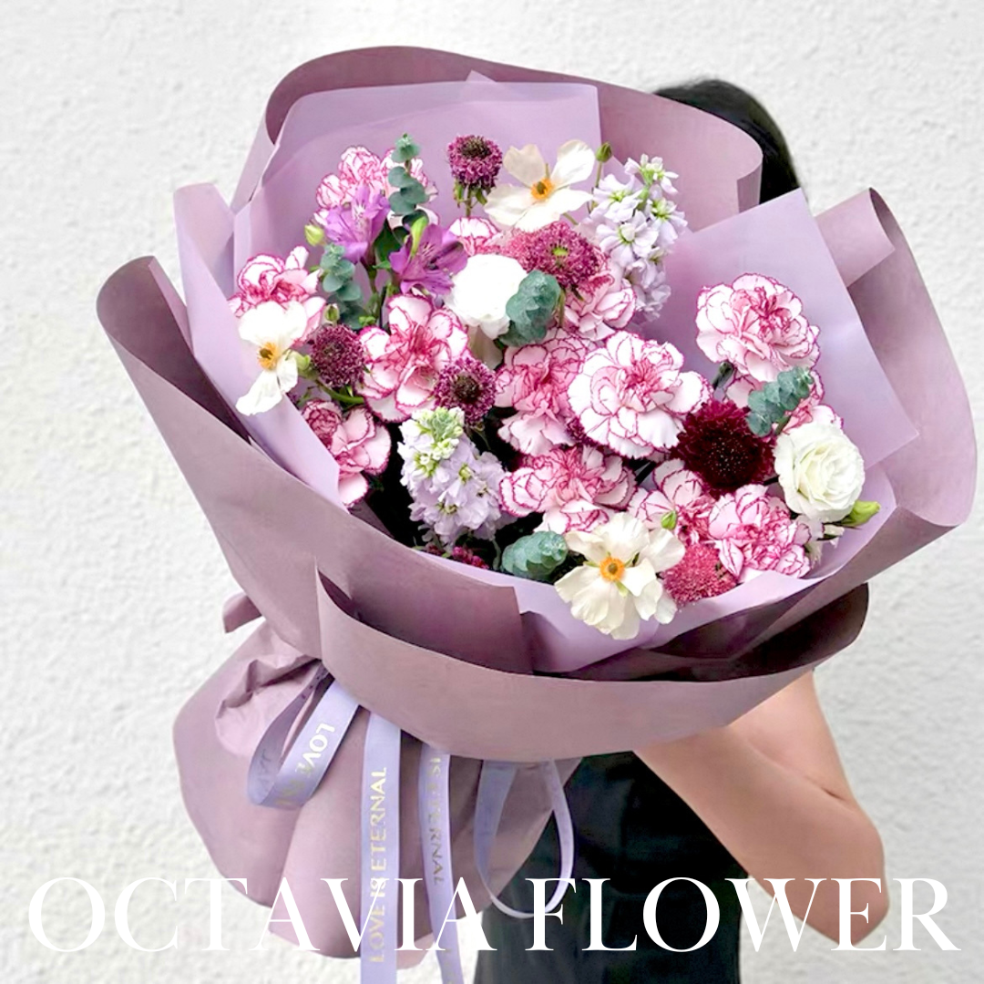 FFM04-優雅紫邊康乃馨混搭花束 OCTAVIA