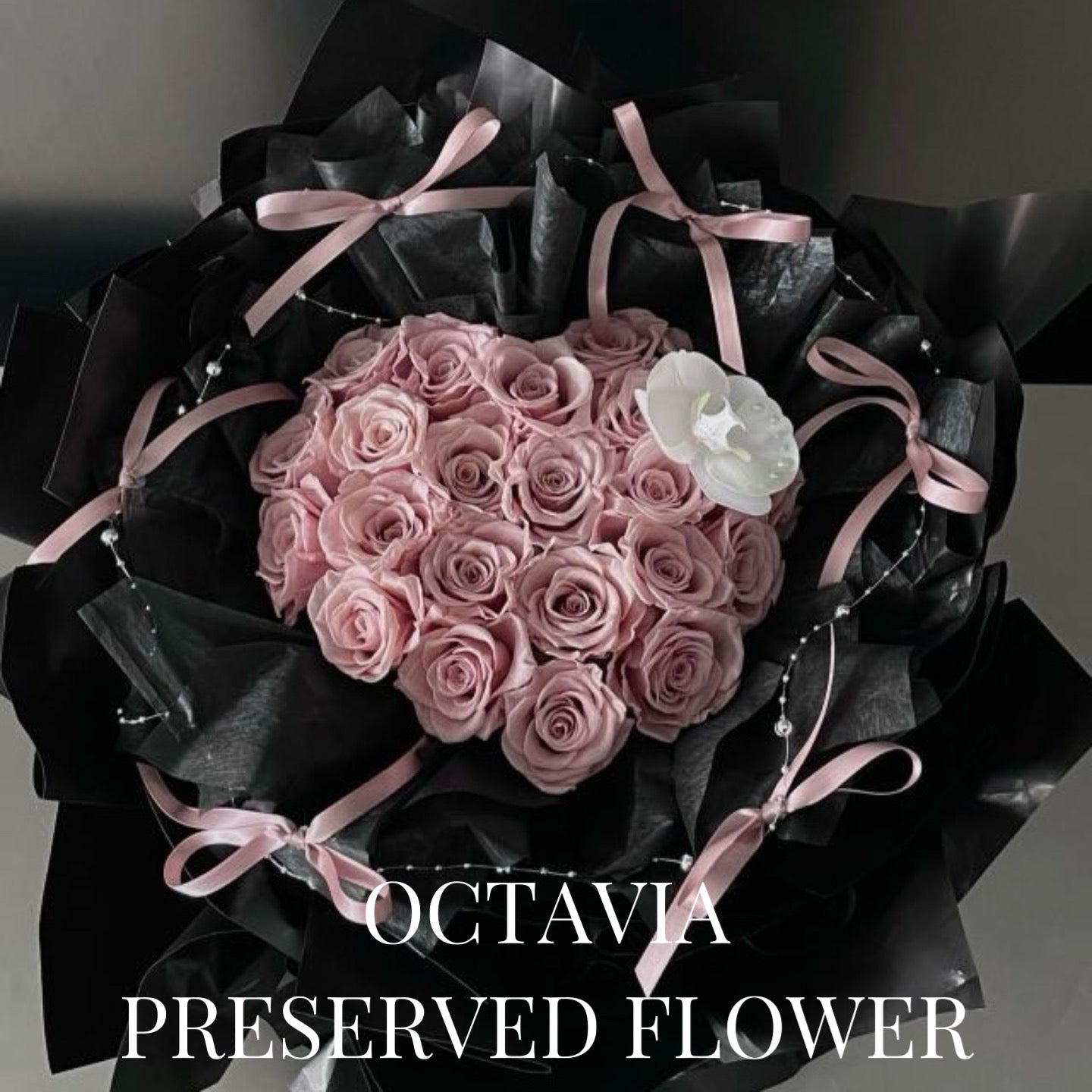 PFN05-22枝心形玫瑰花束(6色可選-灰粉色) OCTAVIA