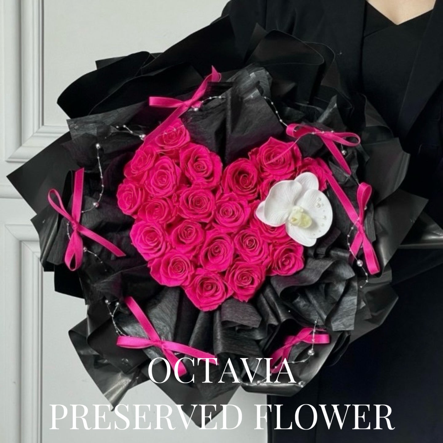 PFN05-22枝心形玫瑰花束(6色可選-桃紅色) OCTAVIA