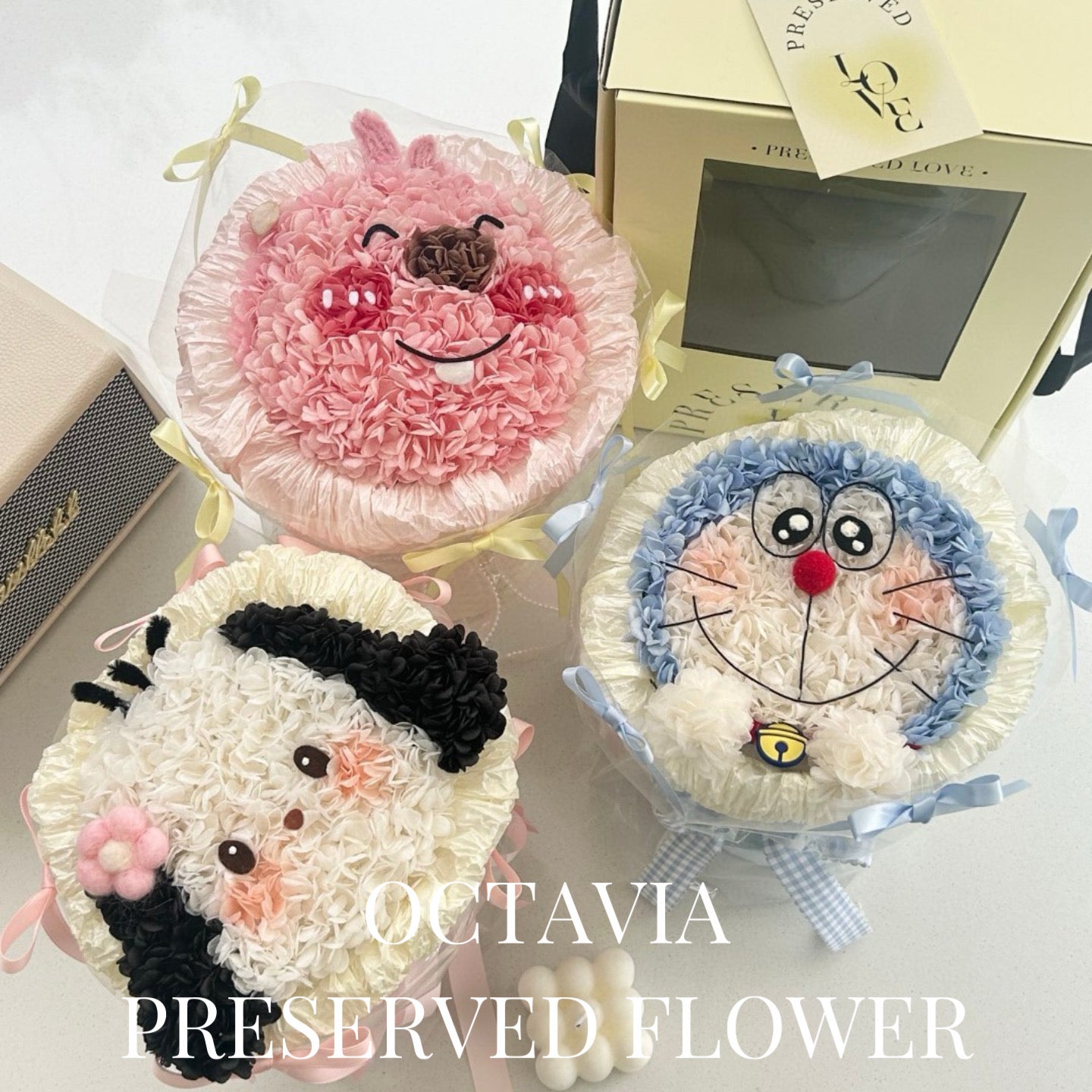 PFN01-綉球花公仔花束 OCTAVIA