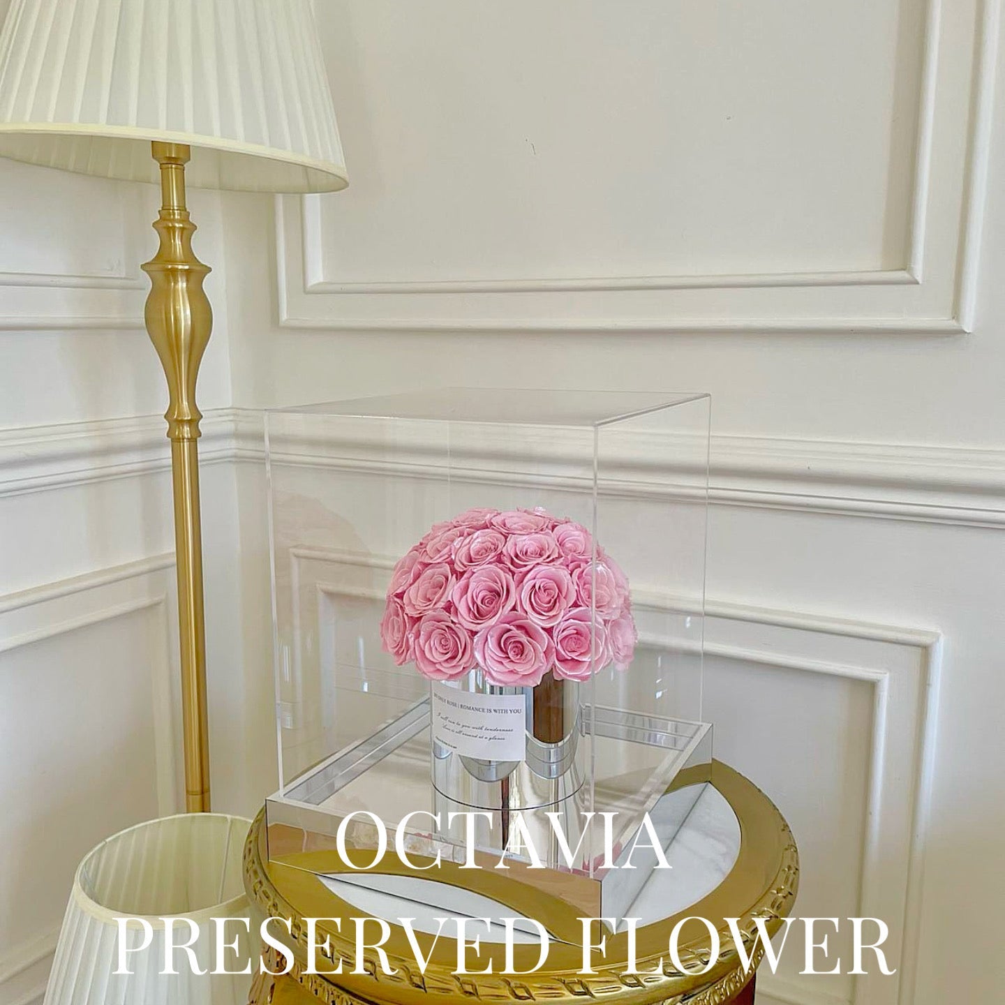 PFN17-鏡面永生玫瑰半球形花盒(色) OCTAVIA