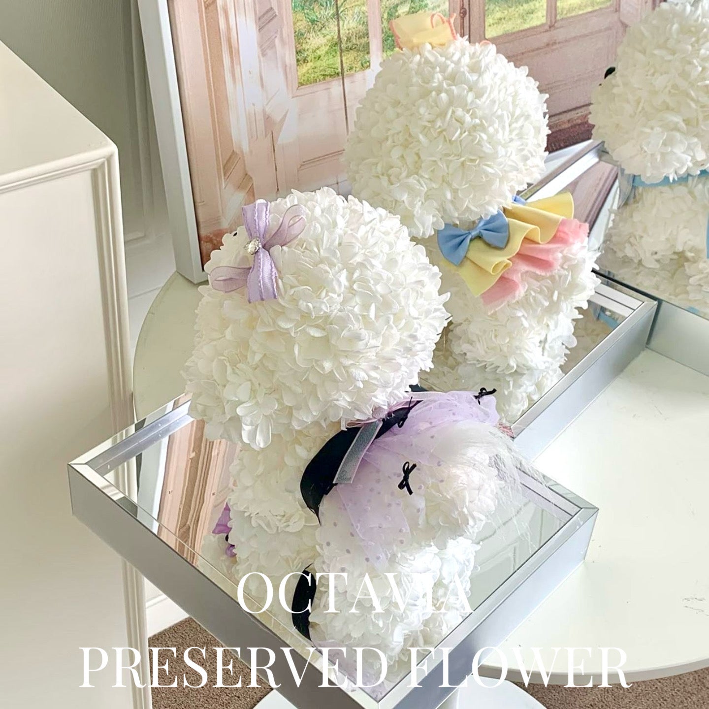 PFN2304-白色綉球花狗狗 OCTAVIA