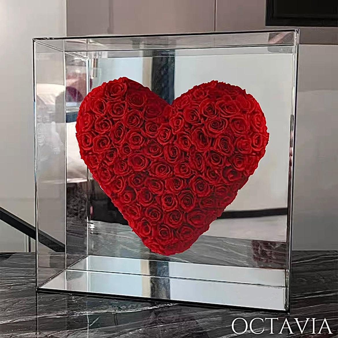 永生玫瑰純鏡之心-玫瑰紅 OCTAVIA