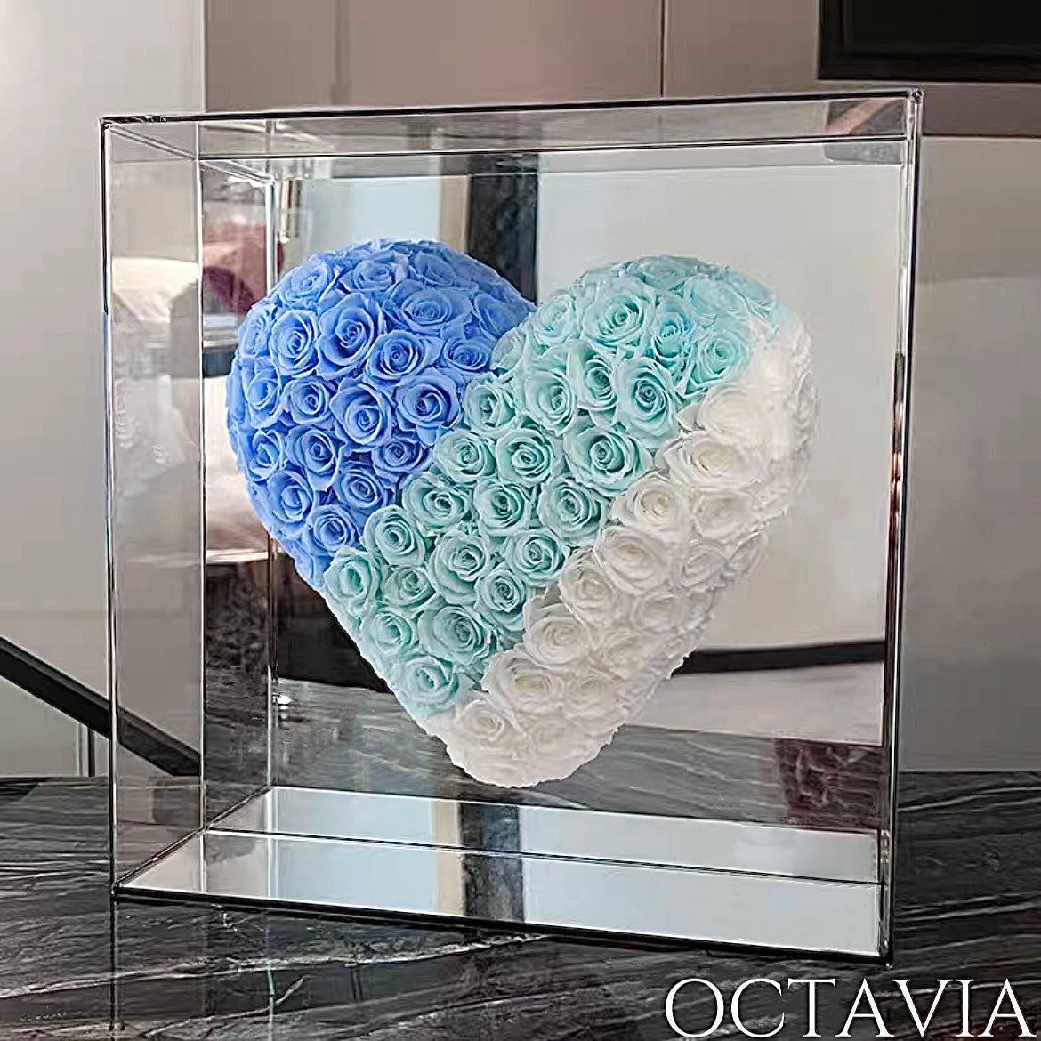 永生玫瑰純鏡之心-漸變藍色 OCTAVIA