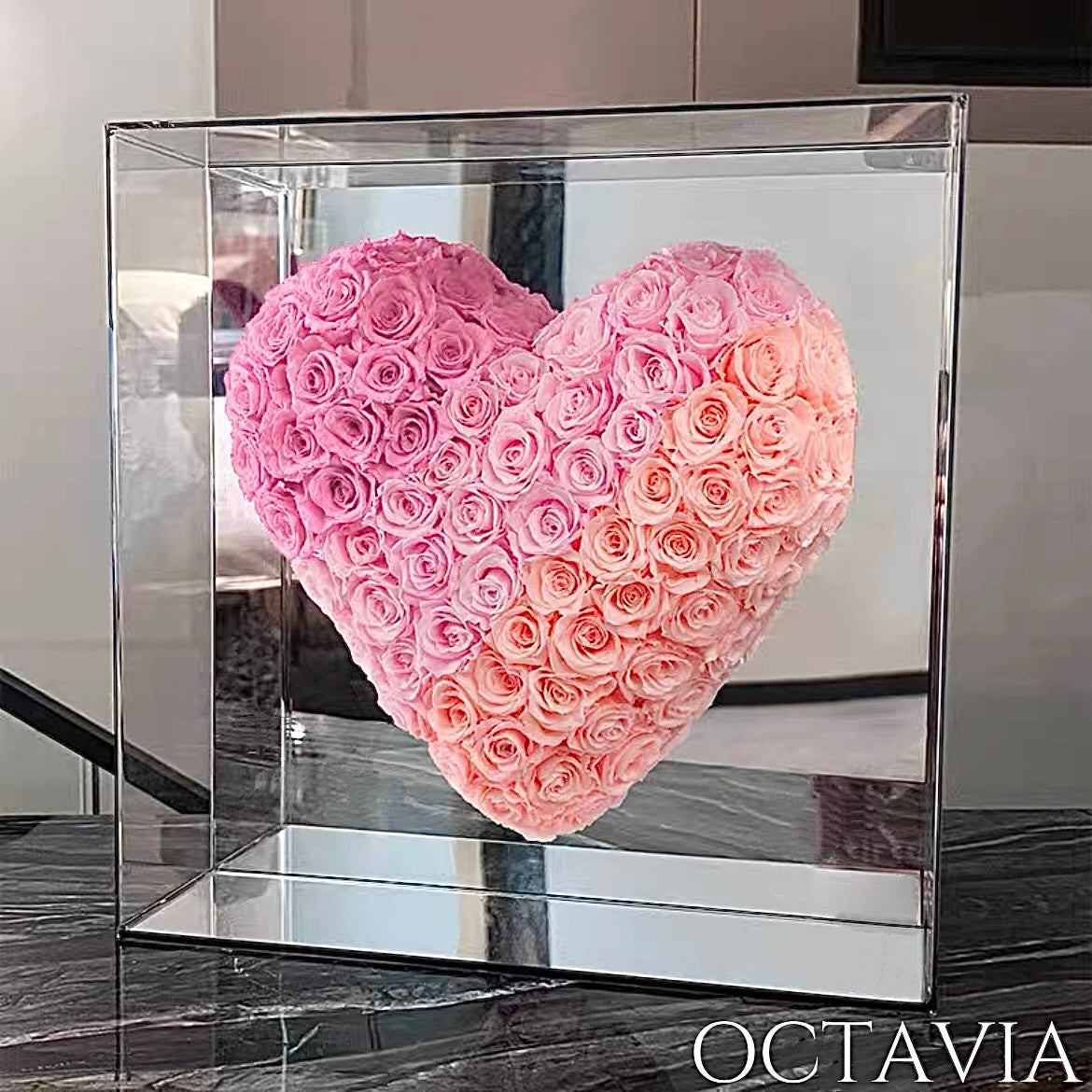 永生玫瑰純鏡之心-漸變粉紅 OCTAVIA
