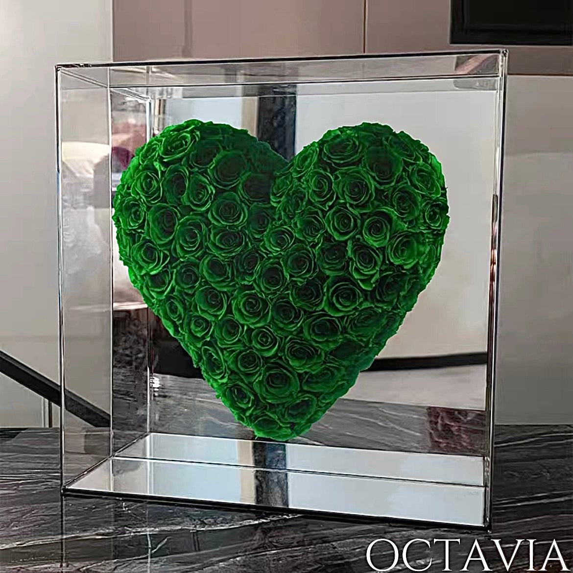 永生玫瑰純鏡之心-祖母綠色 OCTAVIA