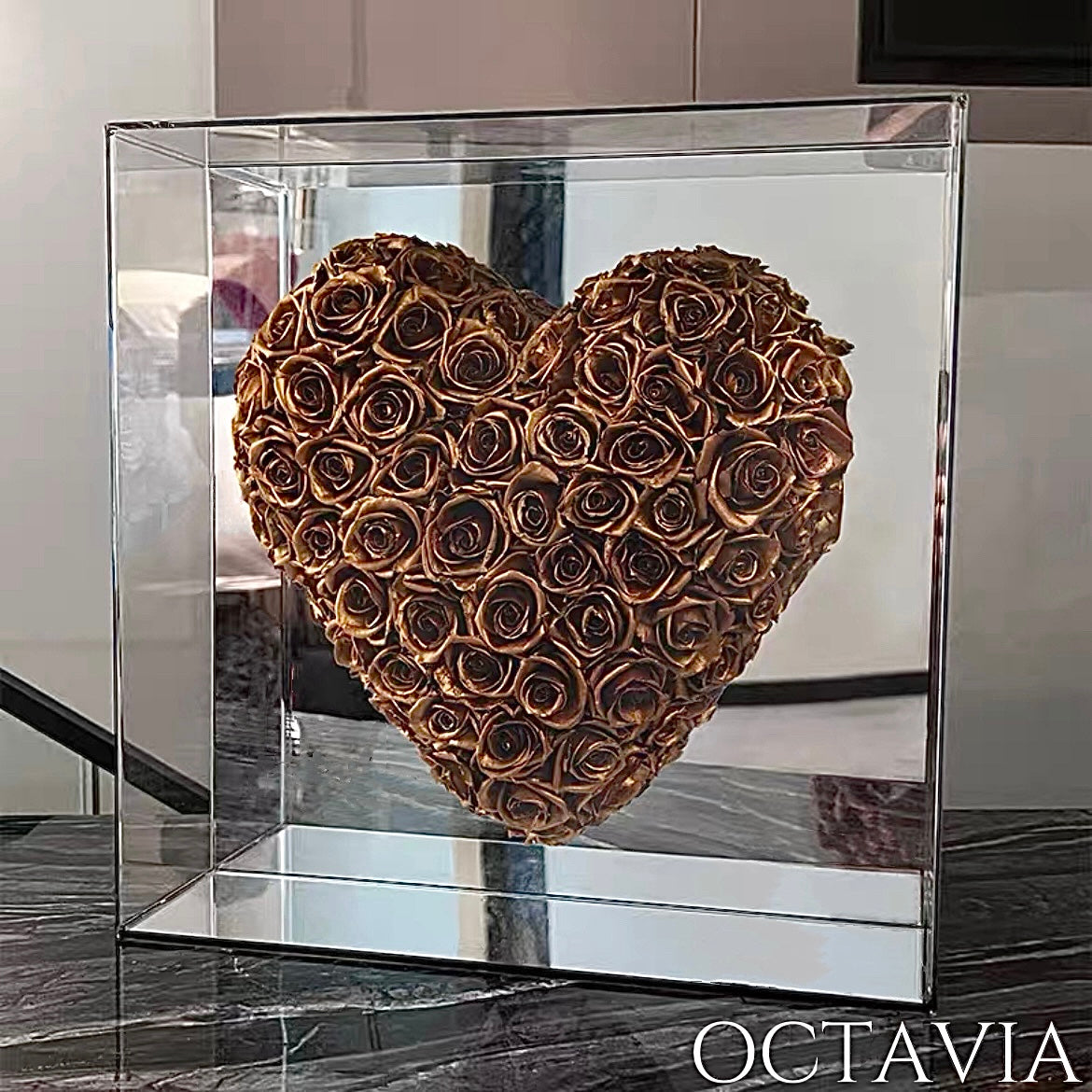 永生玫瑰純鏡之心-古銅金色 OCTAVIA