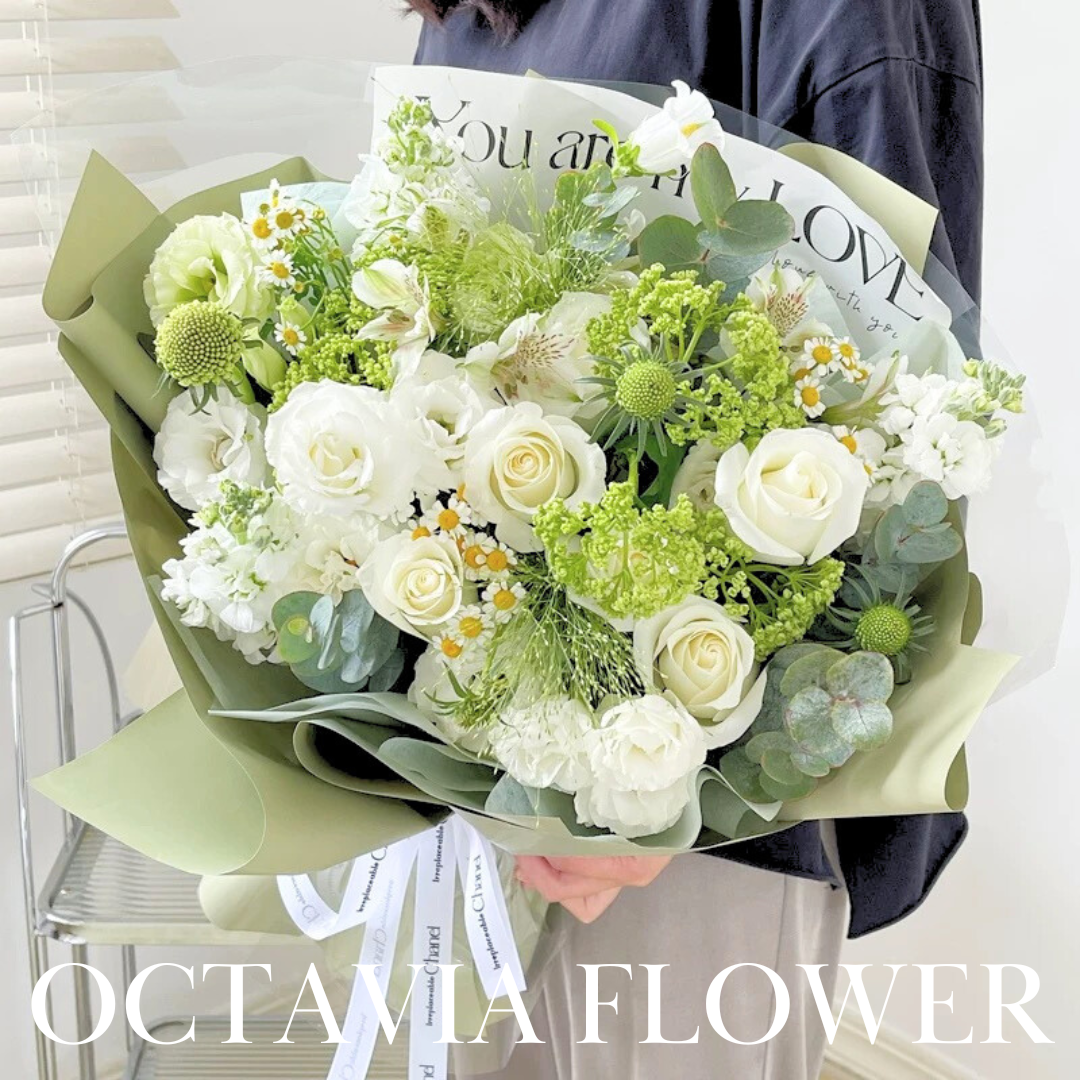綠白色混搭花束073 OCTAVIA
