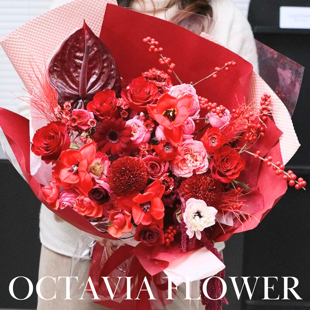 紅色混搭花束071