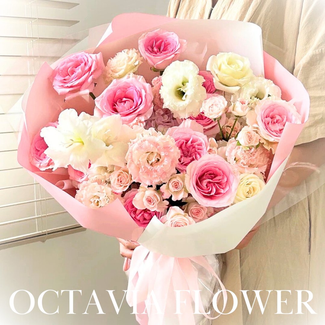 桃紅色玫瑰混搭花束058 OCTAVIA
