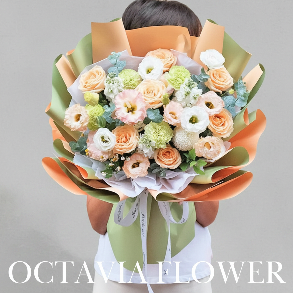 橙綠色混搭花束050 OCTAVIA