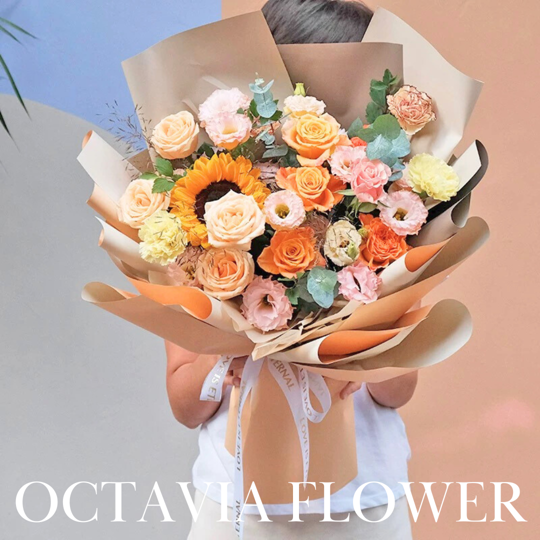 橙黃色混搭花束049