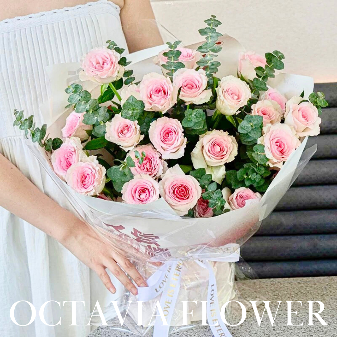漸變粉紅玫瑰花束037 OCTAVIA