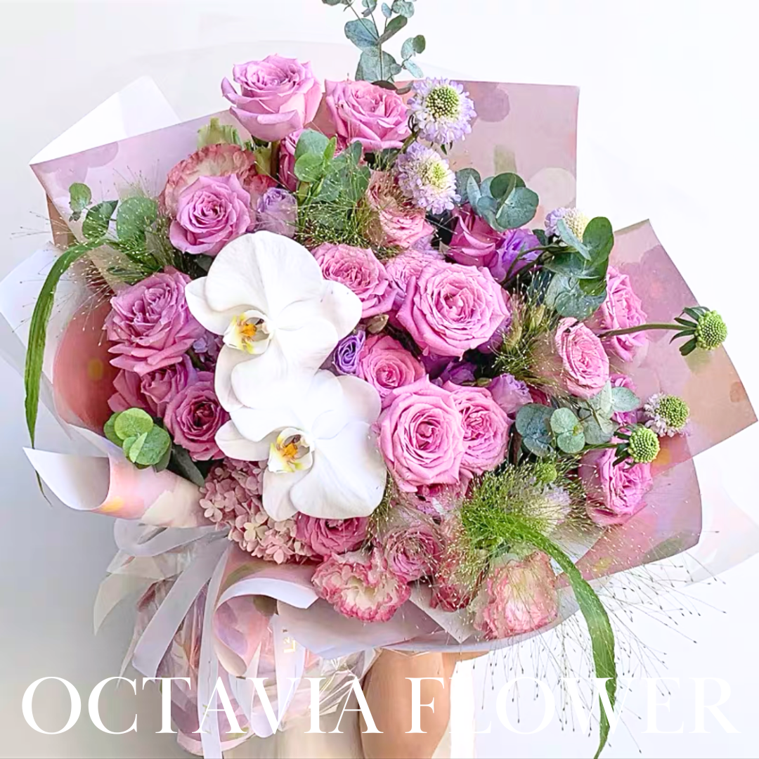 紫玫瑰田園風花束016 OCTAVIA