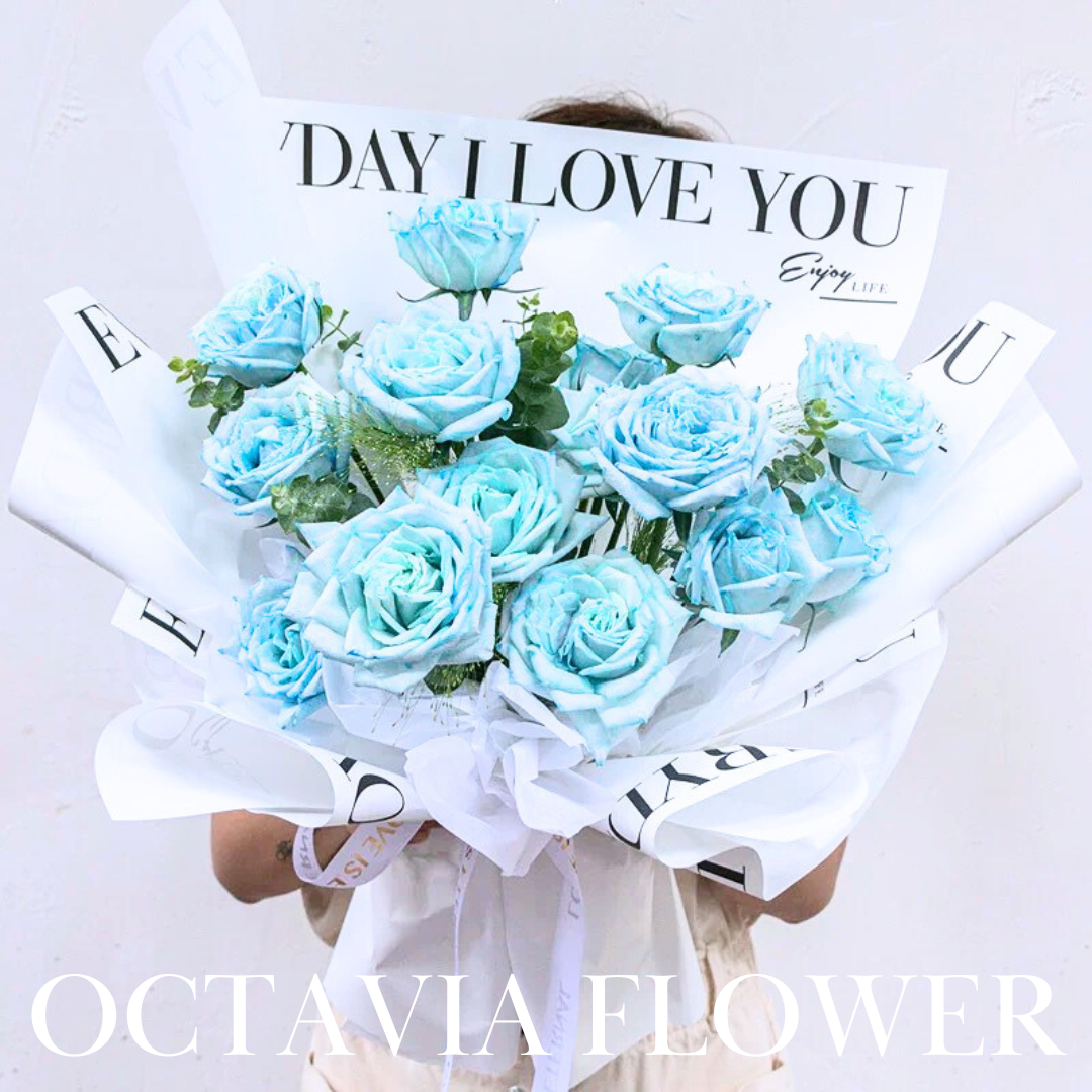 淺藍玫瑰花束011 OCTAVIA