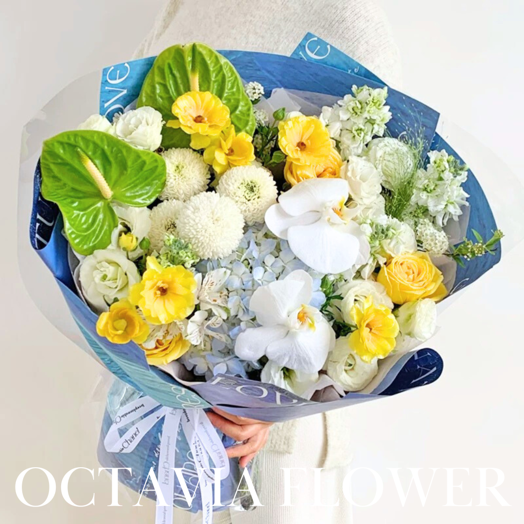 黃藍混搭花束075