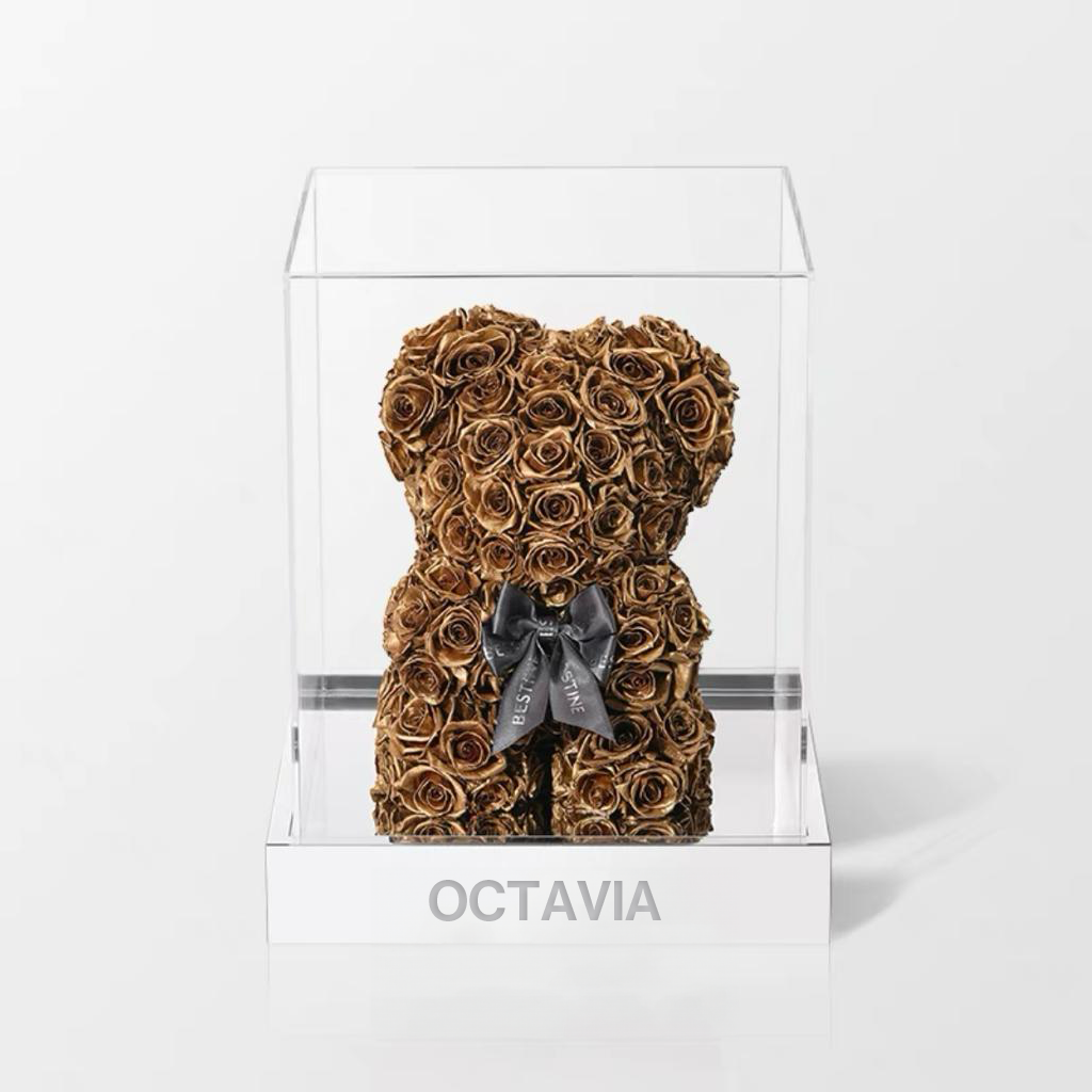 永生花玫瑰小熊-古銅金色 OCTAVIA