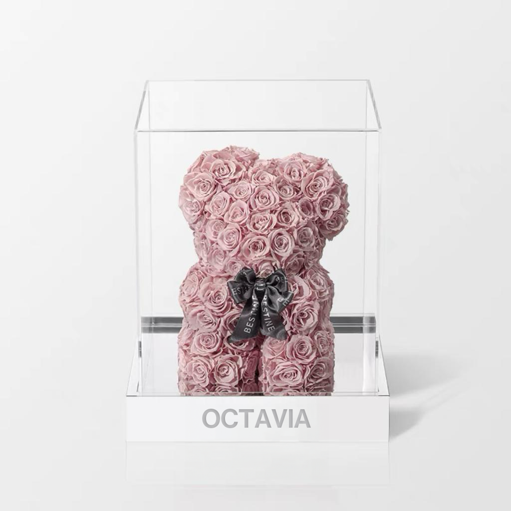 永生花玫瑰小熊-奶荼色 OCTAVIA
