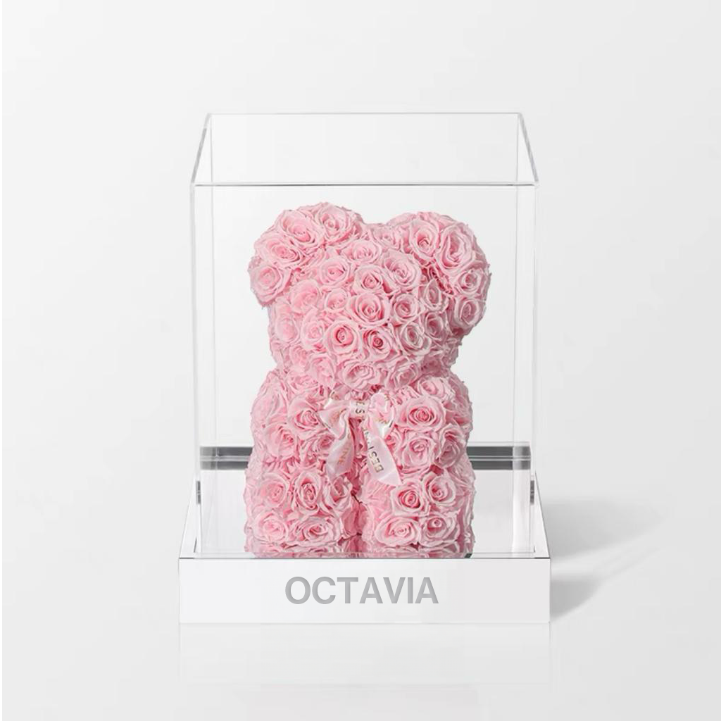 永生花玫瑰小熊-櫻花粉紅 OCTAVIA