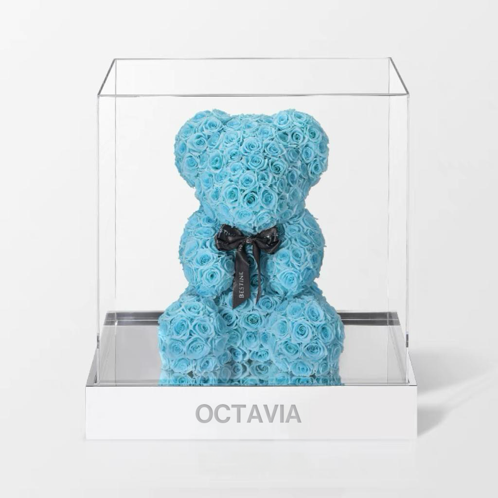 永生花玫瑰小熊(大)-蒂芙尼藍色 OCTAVIA