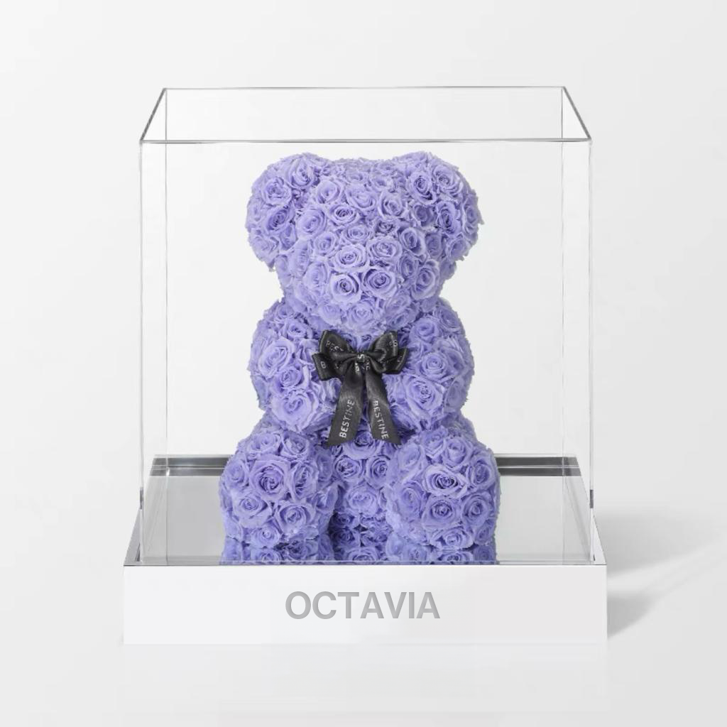 永生花玫瑰小熊(大)-淺紫色 OCTAVIA