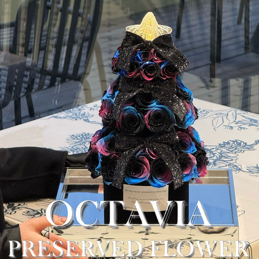 [永生花]-星空漸變聖誕玫瑰許願塔