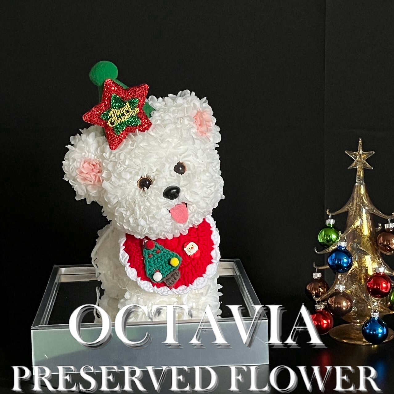 [永生花]-白色聖誕小狗B