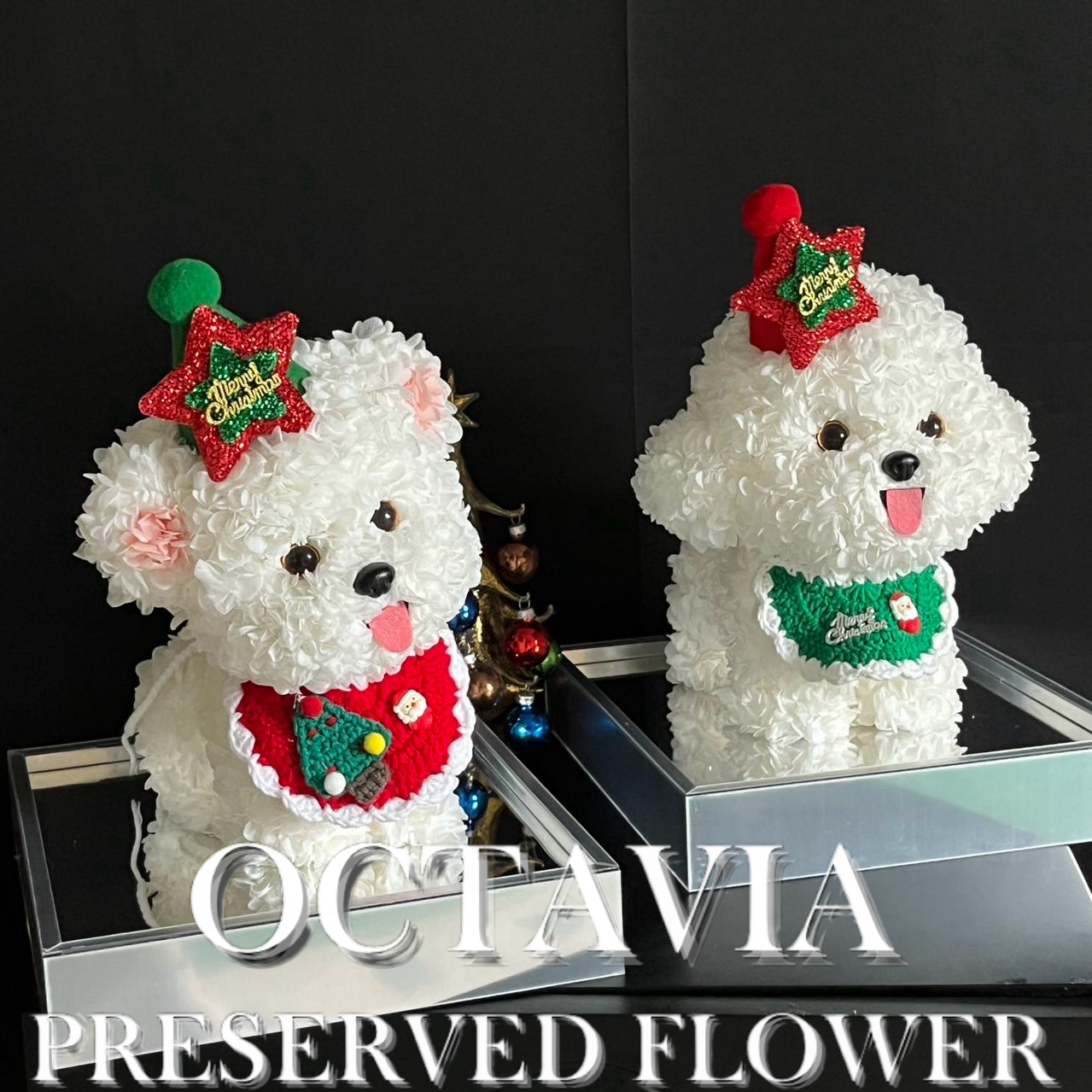 [永生花]-白色聖誕小狗A