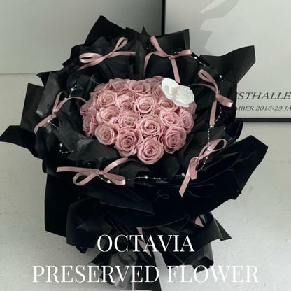 PFN05-22枝心形玫瑰花束(6色可選-灰粉色) OCTAVIA