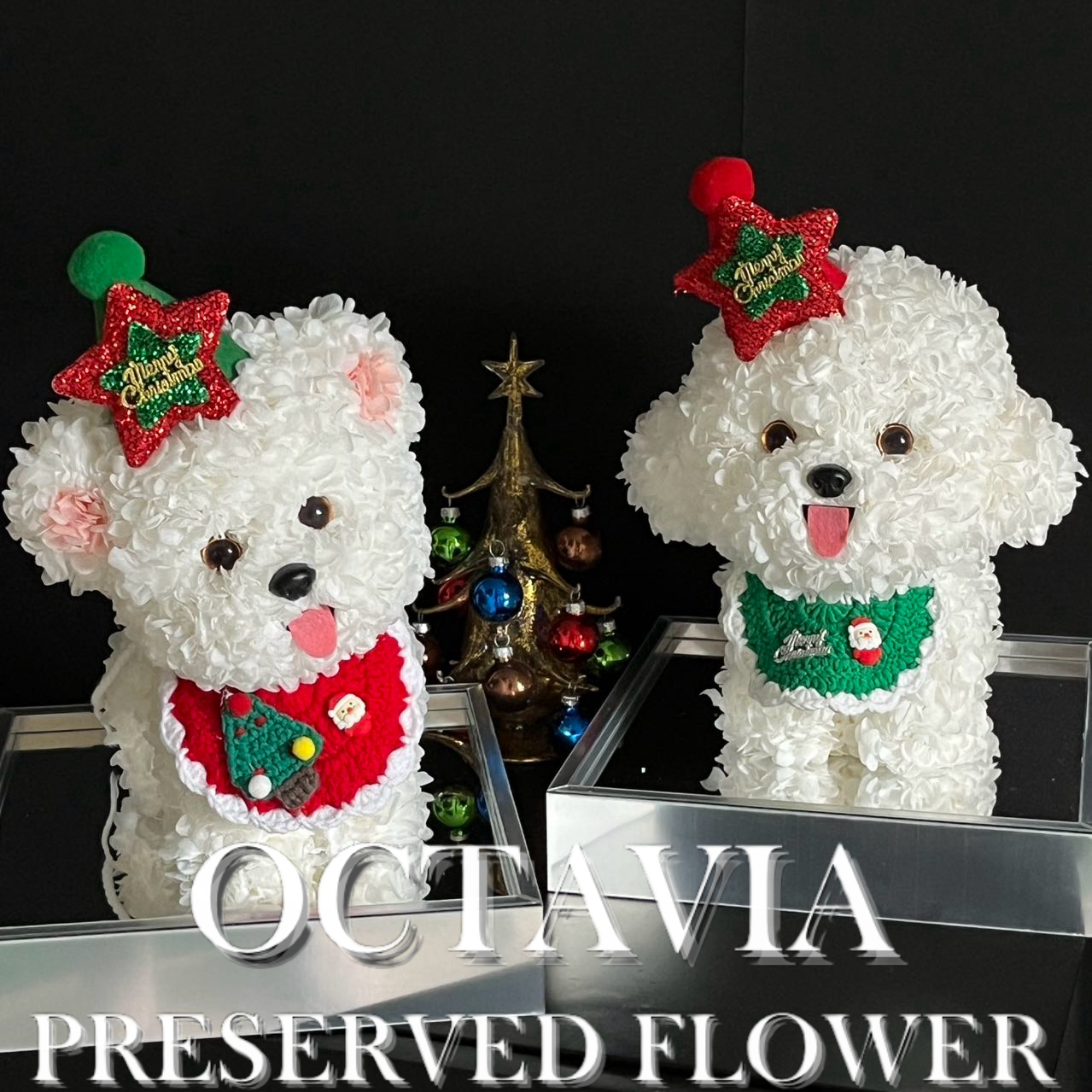 [永生花]-白色聖誕小狗A