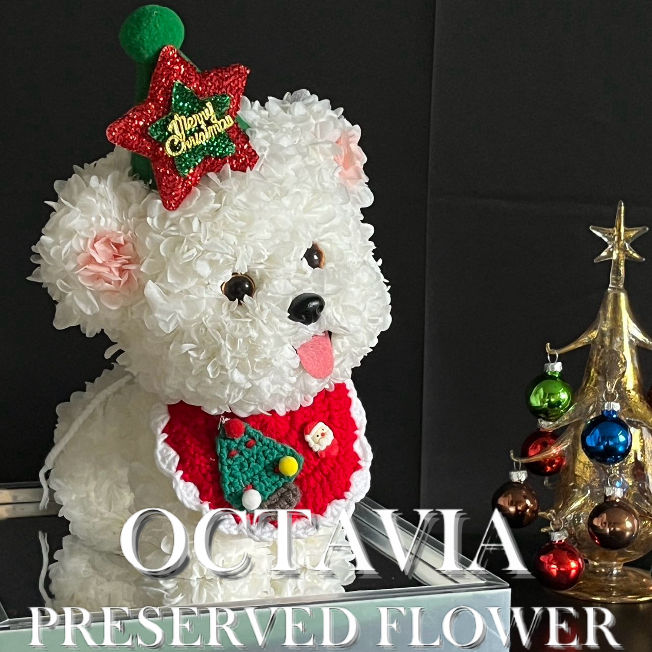[永生花]-白色聖誕小狗B