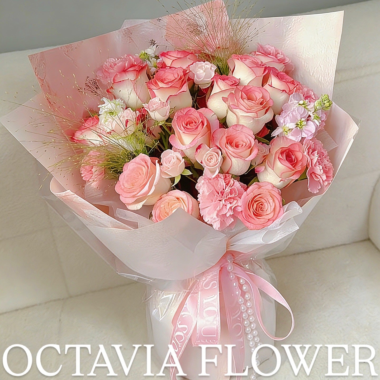 18枝漸變粉紅玫瑰花束 OCTAVIA