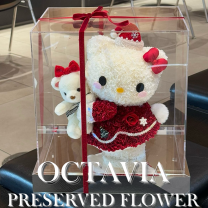 [Preserved Flower] - Christmas Kitty and Her Bear