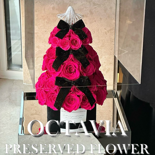 [永生花]-桃紅色聖誕玫瑰許願塔