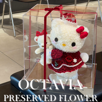 [Preserved Flower] - Christmas Kitty and Her Bear