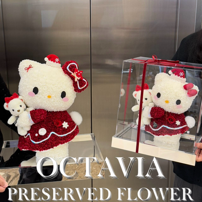 [Preserved Flower] - Christmas Kitty and Her Bear