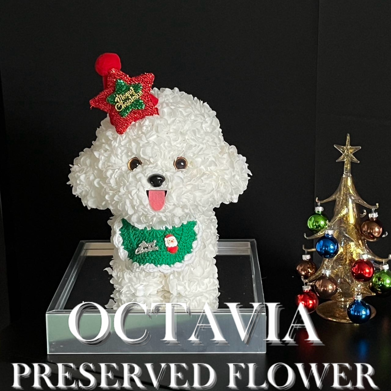 [永生花]-白色聖誕小狗A