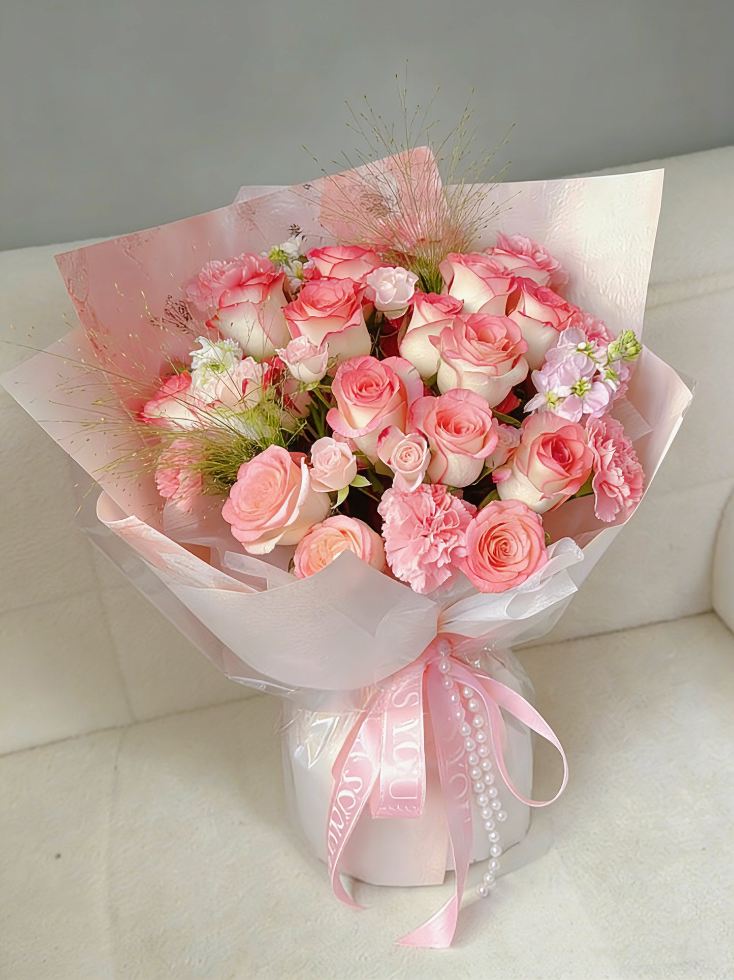 18枝漸變粉紅玫瑰花束 OCTAVIA