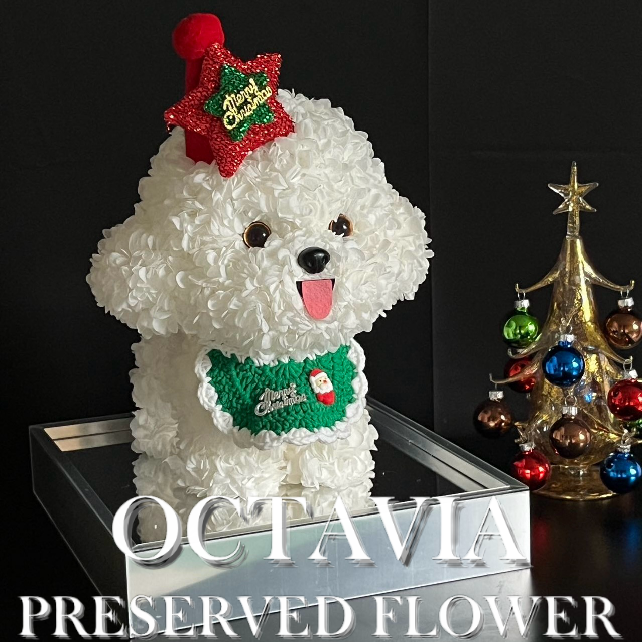 [永生花]-白色聖誕小狗A