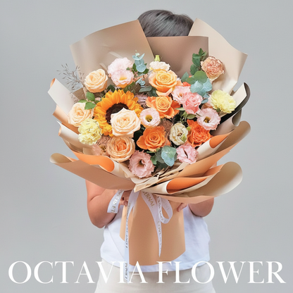 橙黃色混搭花束049 OCTAVIA