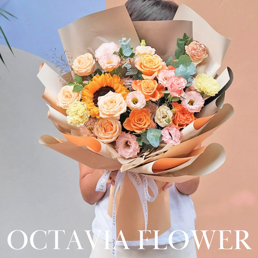 橙黃色混搭花束049