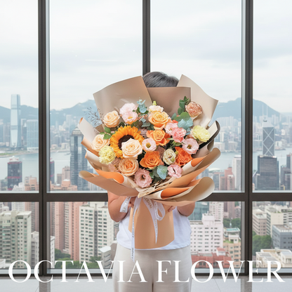 橙黃色混搭花束049 OCTAVIA