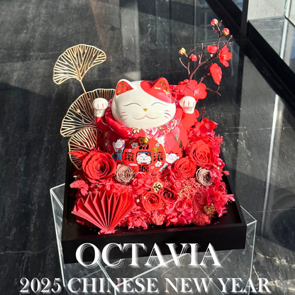 和風造型招財貓-紅色 OCTAVIA