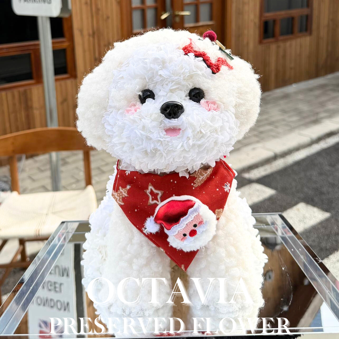 [永生花]-聖誕白色小狗